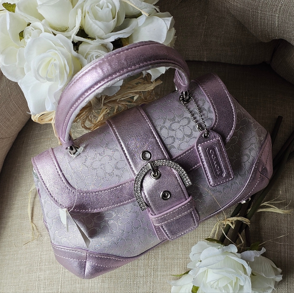 Sold- Vintage Coach Signature Lurex & Swarovski Crystal Top-Handle Bag / Purse - Picture 8 of 15